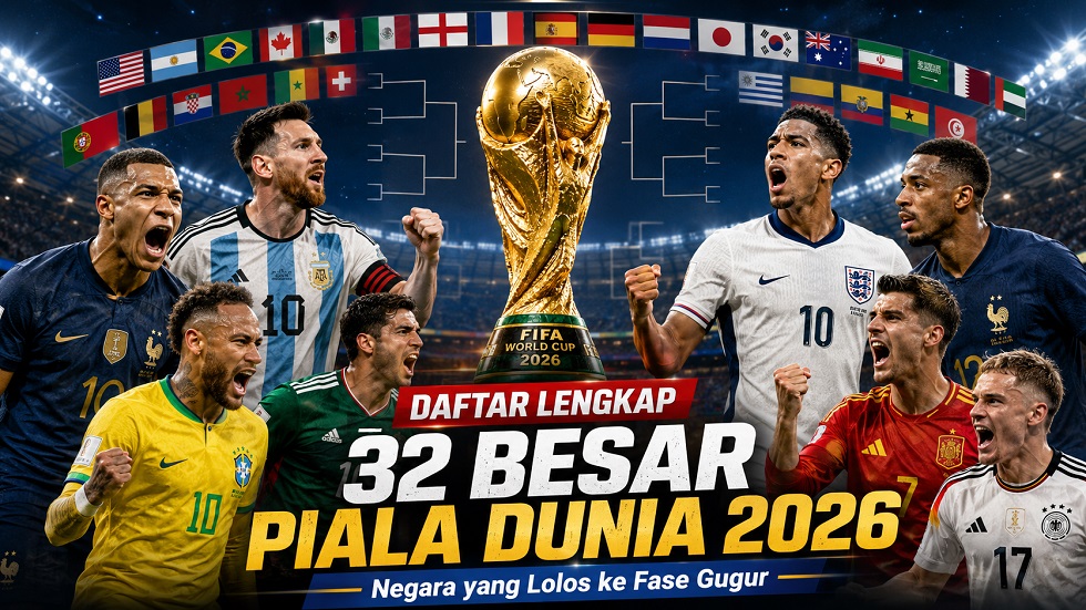 Daftar lengkap negara-negara yang lolos ke babak 32 besar Piala Dunia 2026.