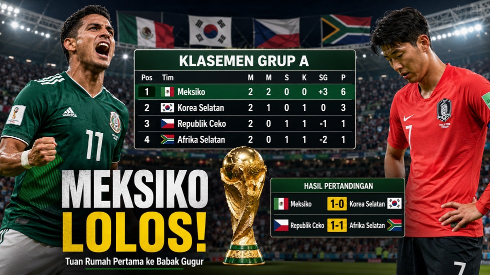 Klasemen Piala Dunia 2026: Meksiko lolos duluan di Grup A.