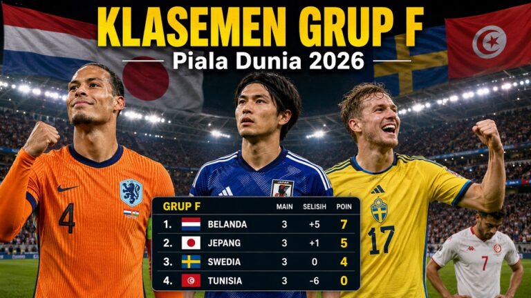 Klasemen Grup F di Piala Dunia 2026.