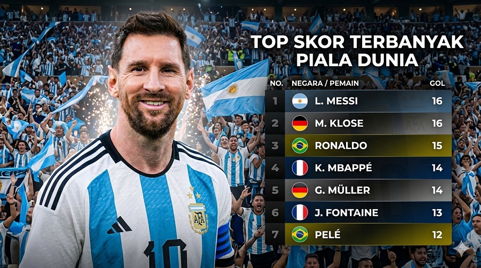 Lionel Messi menyamai rekor gol Miroslav Klose usai hattrick Argentina vs Aljazair di laga pembuka Piala Dunia 2026.
