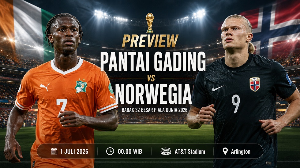 Preview Pantai Gading vs Norwegia pada babak 32 besar Piala Dunia 2026.
