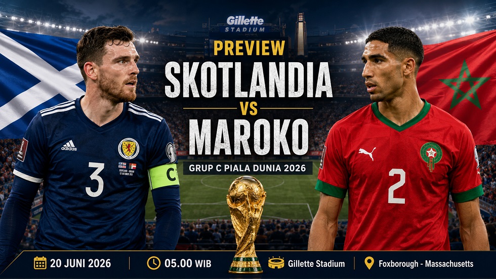 Preview Skotlandia vs Maroko di Grup C Piala Dunia 2026, lengkap prediksi pemain, H2H, performa terakhir, dan player to watch.
