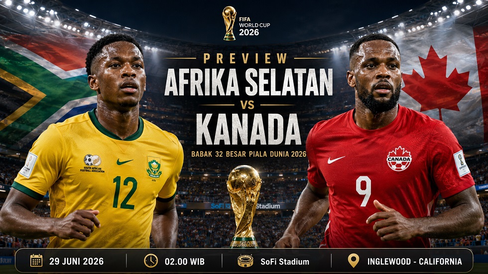 Preview Afrika Selatan vs Kanada pada babak 32 besar Piala Dunia 2026.