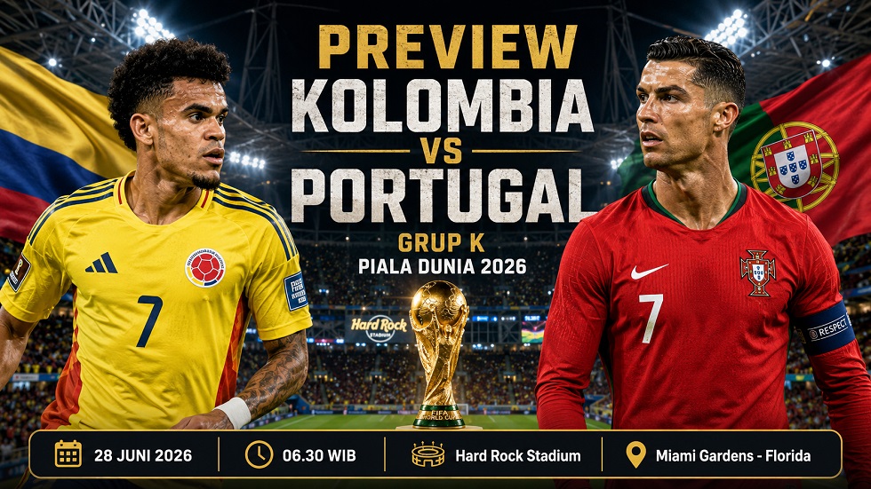 Preview Kolombia vs Portugal pada pertandingan Grup K Piala Dunia 2026.