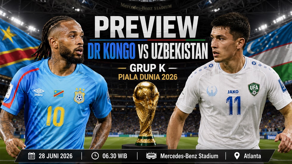 Preview DR Kongo vs Uzbekistan pada pertandingan Grup K di Piala Dunia 2026.