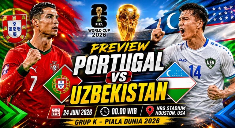 Preview Portugal vs Uzbekistan pada pertandingan Grup K Piala Dunia 2026.