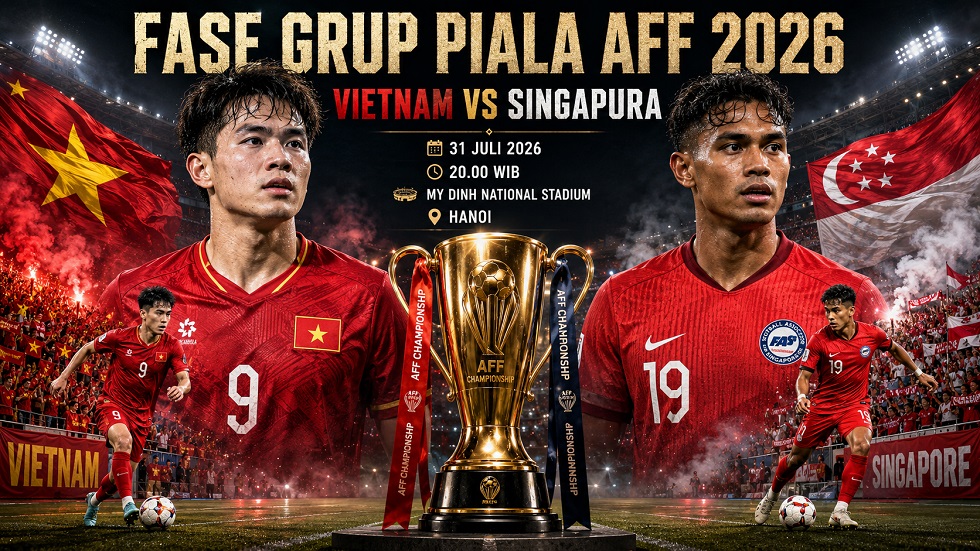 Preview Vietnam vs Singapura pada pertandingan fase grup Piala AFF 2026.