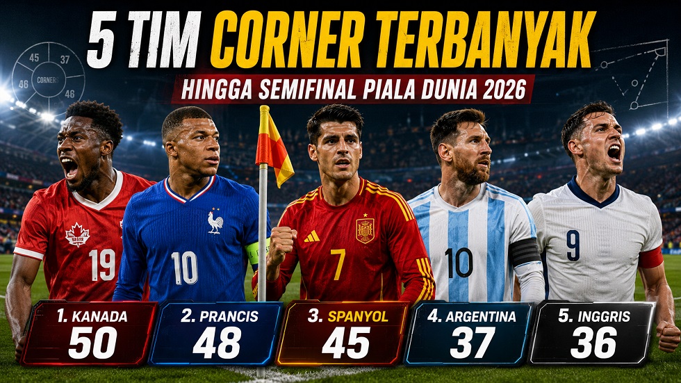 Catatan statistik corner terbanyak di Piala Dunia 2026.