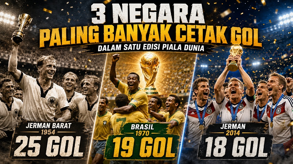 Negara cetak gol terbanyak di Piala Dunia.