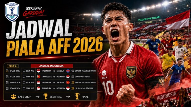 Jadwal Piala AFF 2026: Indonesia Bertemu Vietnam dan Singapura di Grup A.