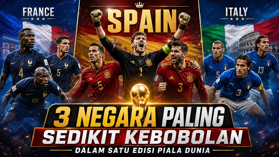 Negara yang paling sedikit kebobolan di Piala Dunia.