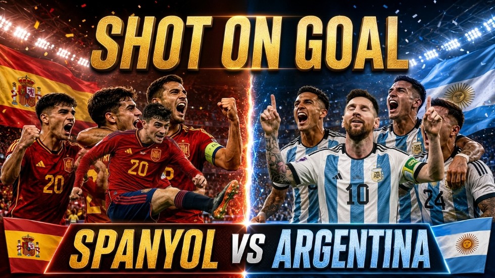 Data statistik shot on goal pertandingan Spanyol vs Argentina di final Piala Dunia 2026.